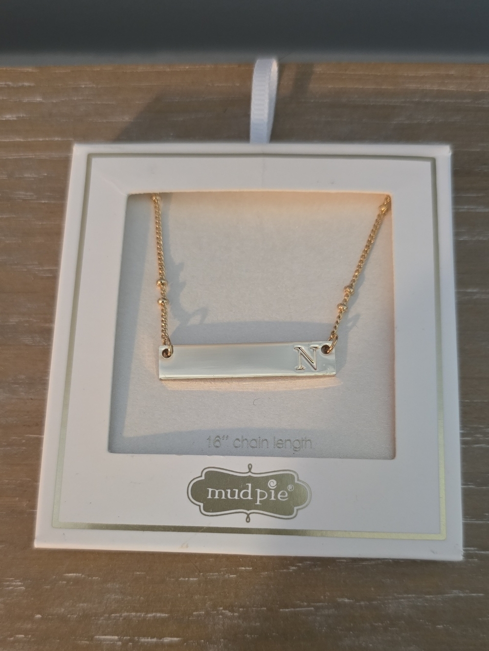 Mud Pie Polished Gold Bar Pendant Necklace N
